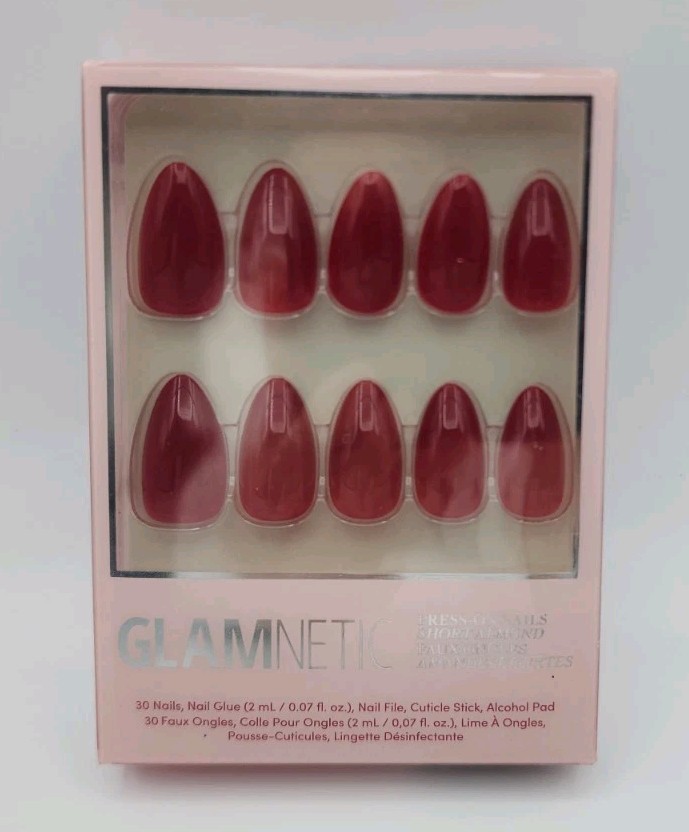 Glamnetic Classic Red Short Almond Press On Nails 30 Nails