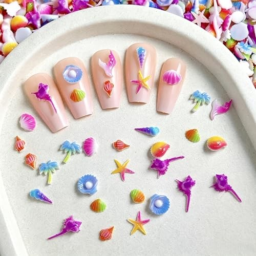 150PCS 3D Summer Beach Nail Charms Resin Ocean Theme Nail Rhinestones Style12