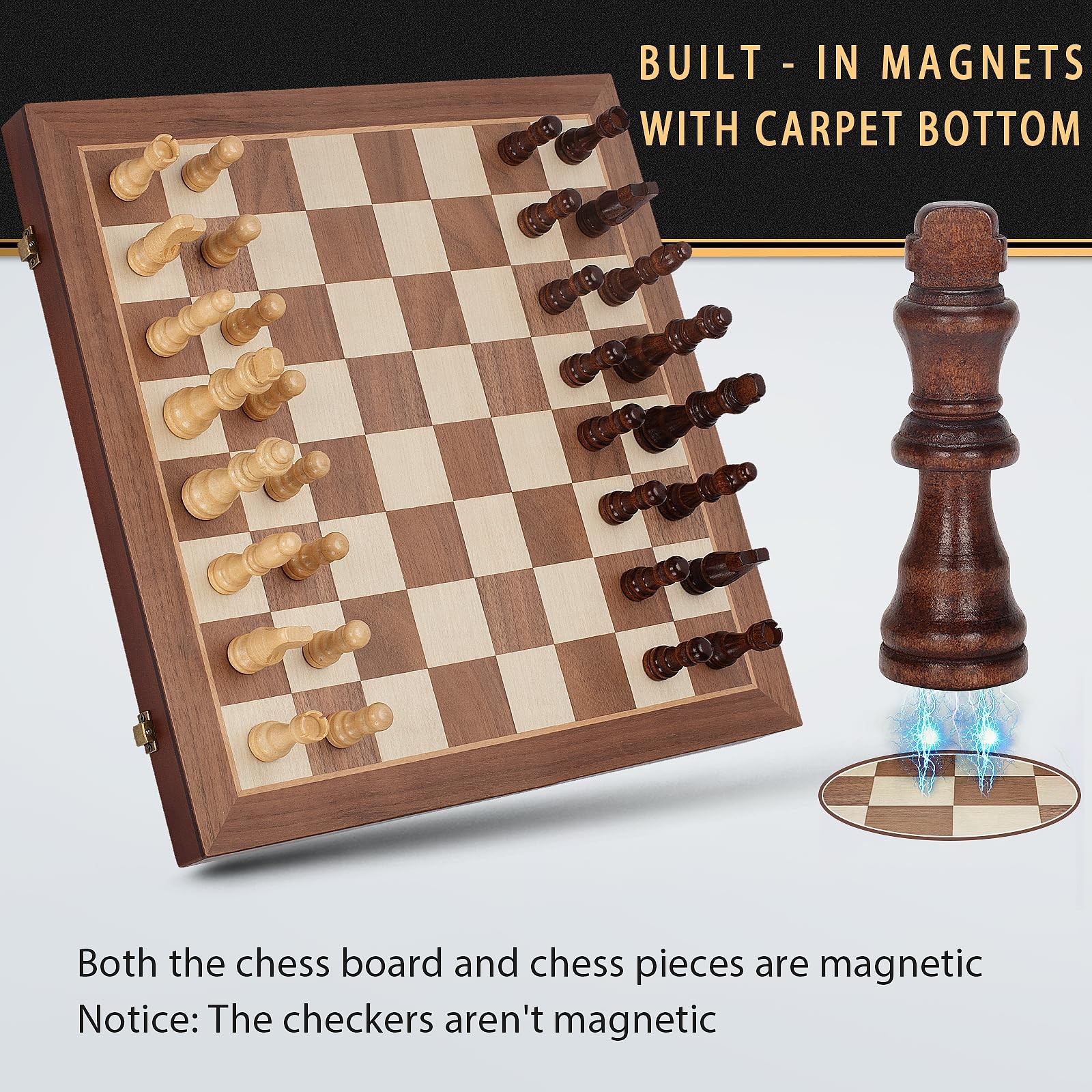 2 in 1 Magnetic Wooden 15×15 inches unfolded, 15×7.5 folded, Brown