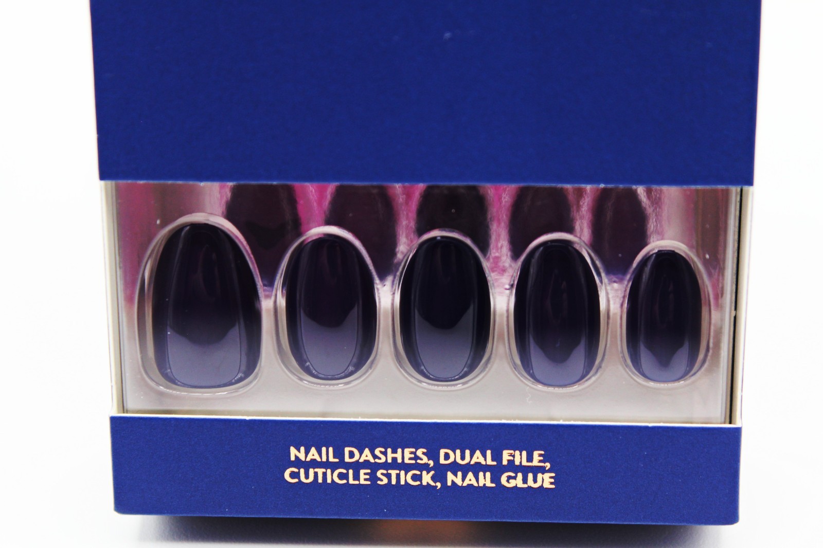 Red Aspen Short Almond Navy Blue Press-On False Nails- New in box