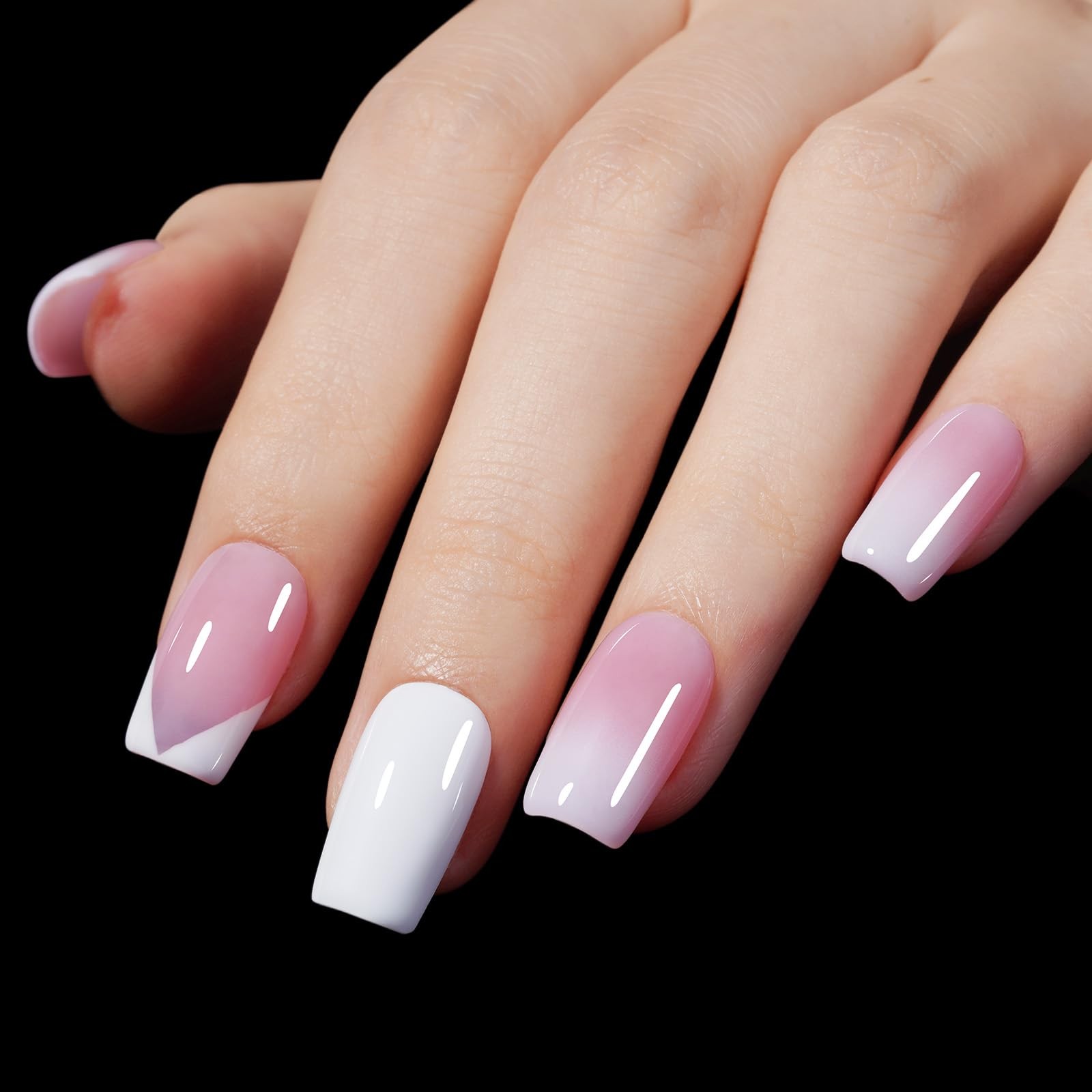 AILLSA Short Square Nail Tips 450PCS Acrylic gel Full Large,