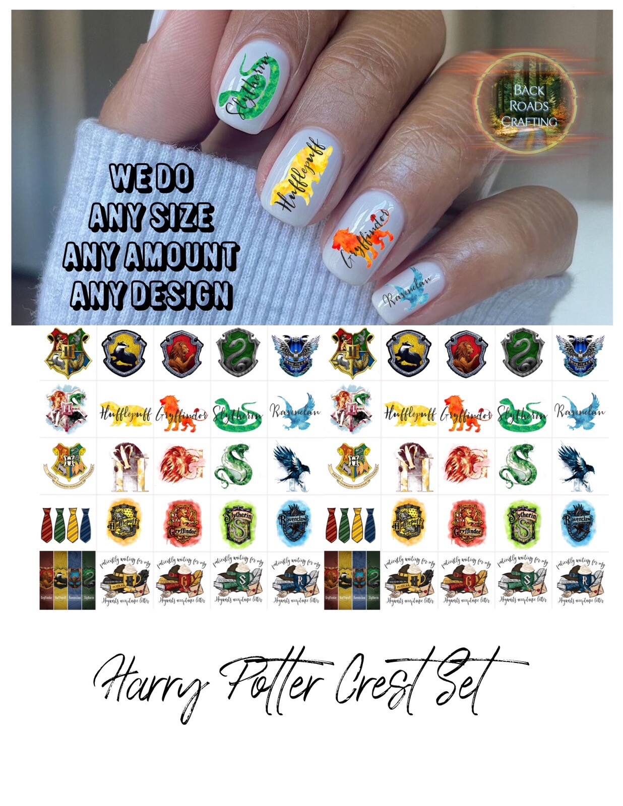 Harry Potter Crest Waterslide Nail Decals Set Of 50 Instructions & Bonus