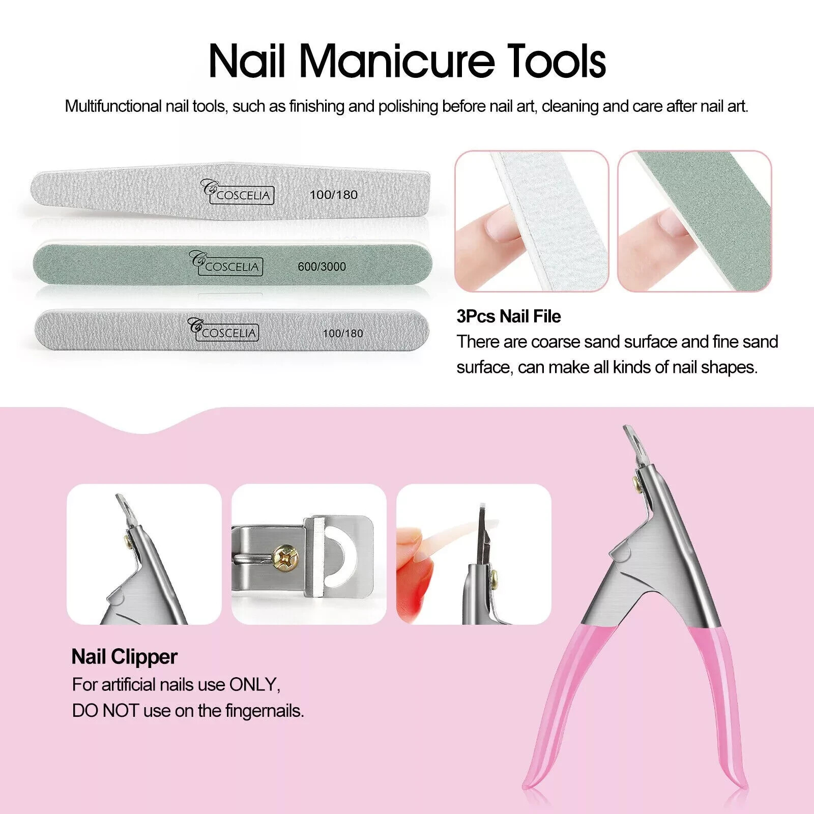 Acrylic Nail Kit Acrylic Powder Glitter Nail Art Manicure Tool Tips Brush Set