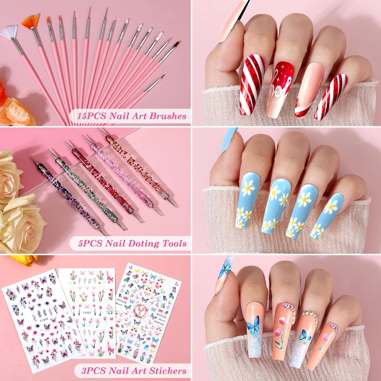 Clear Coffin Acrylic Press On Nail DIY Art Supply Kit With Decorations & Tools