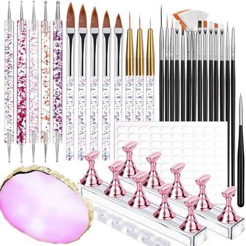 Nail Art Tools Set, 23 Pcs Nail Art Brushes, 5 Pcs Nail Dotting Tool, 2 Set