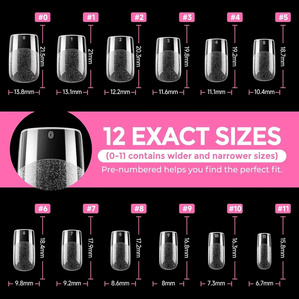UNA GELLA Short Square Fake Nails 216Pcs Short Square Press on Nails Pre-Shape G