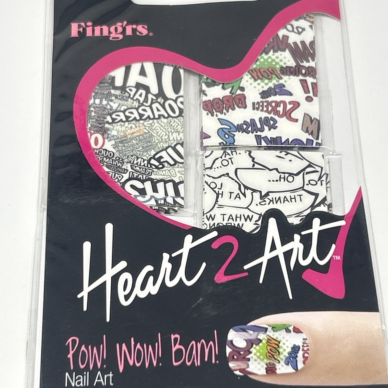 NEW Fing’rs Heart 2 Art POW WOW BAM Tattoo Nail Art Paper #33048 Comic Book