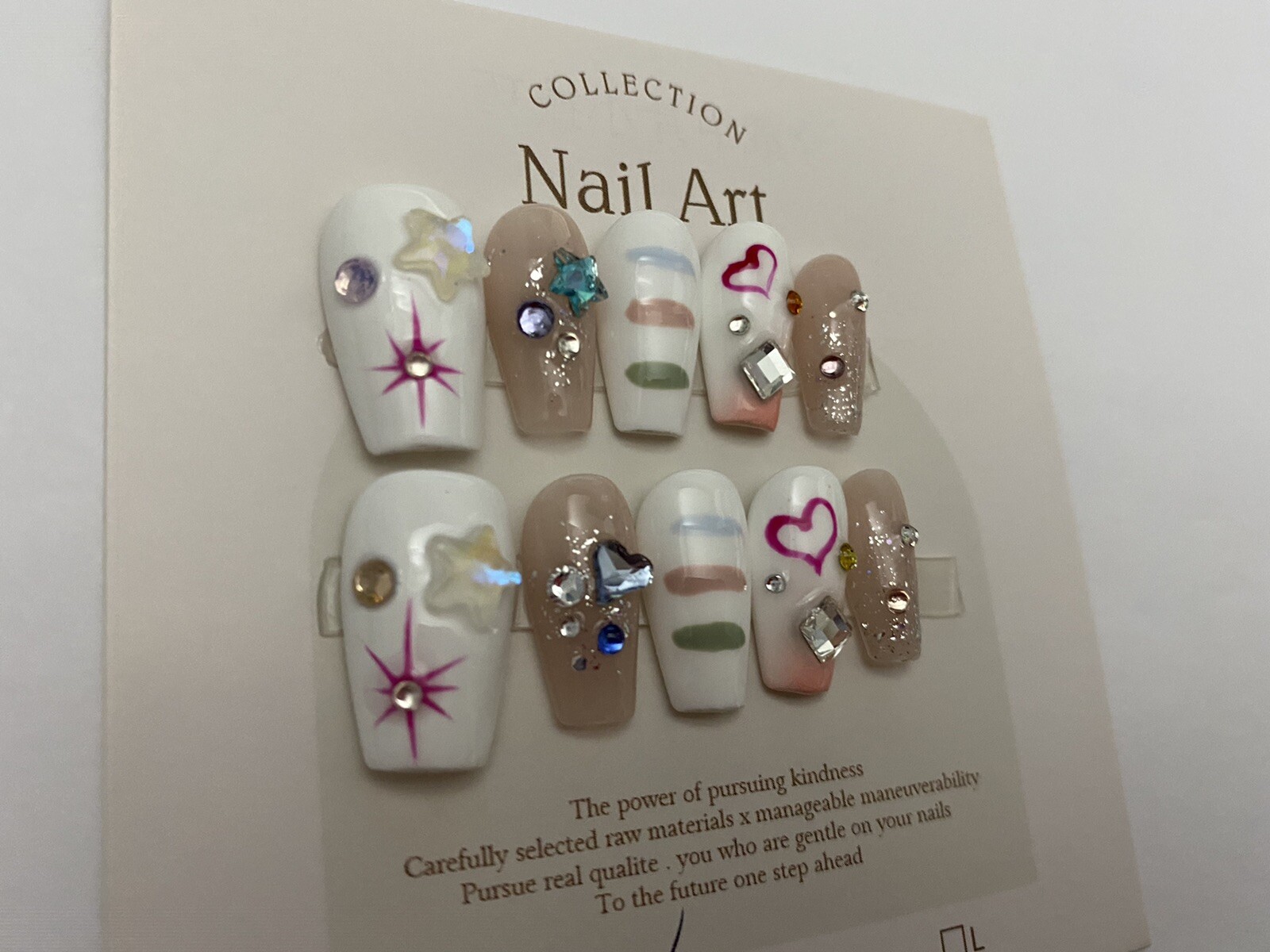 Shine Like Star – Custom Gel Press on Nails fake nails Handmade 10 pc set SMALL