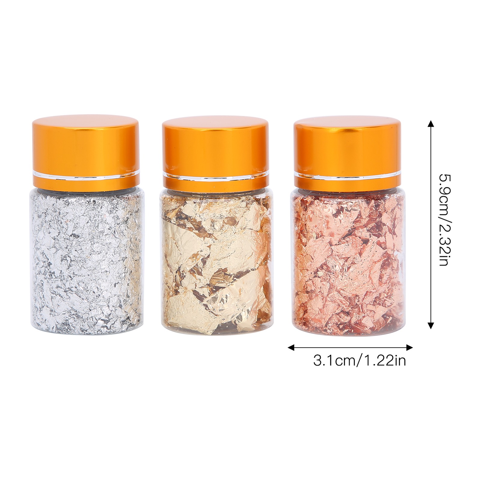 3PCS Gold Foil Flakes Set For Nail Art Painting Crafts Easy To Use