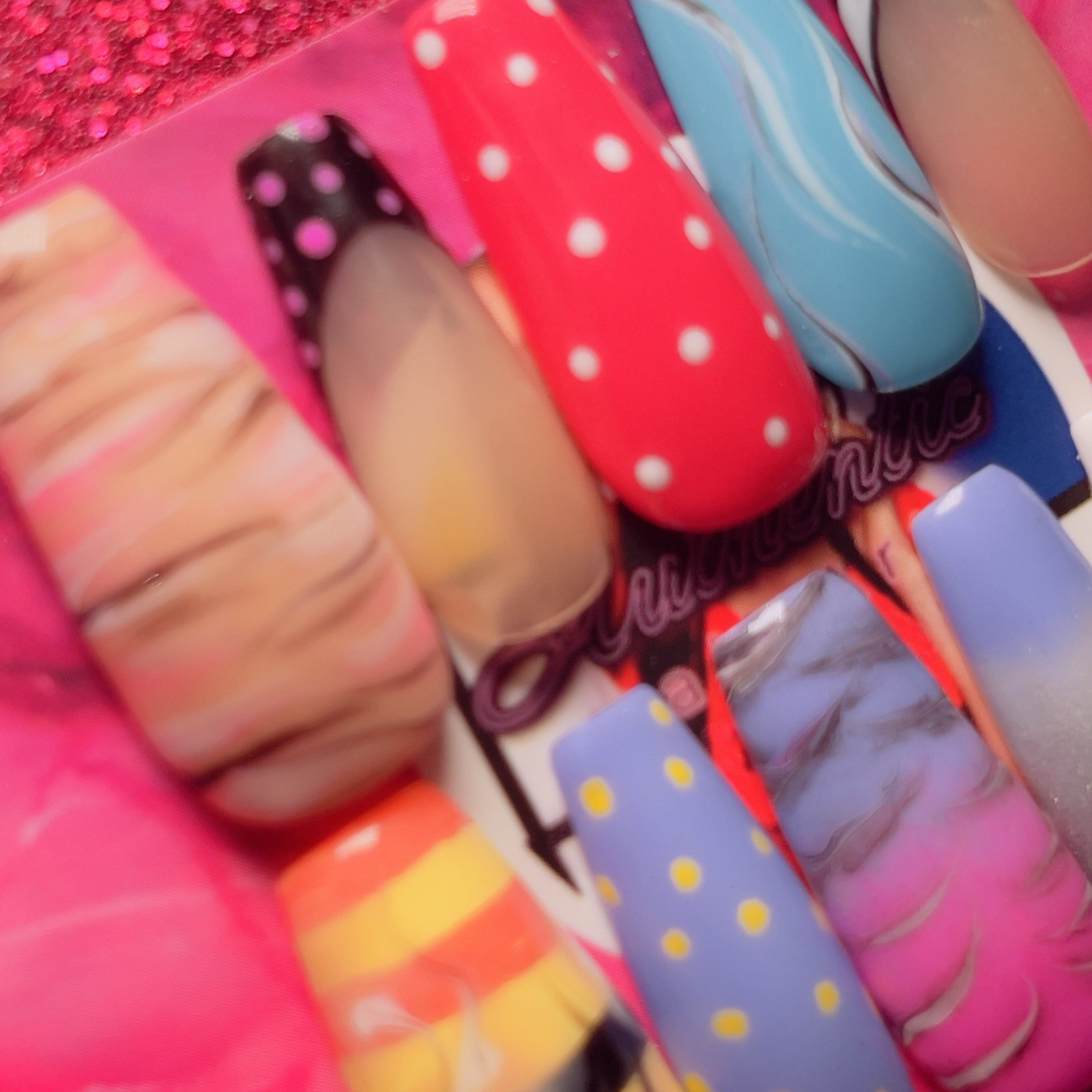 Authentic Nail Arts by Dia Coffin Press-On Nails Long Shiny Polka Dot