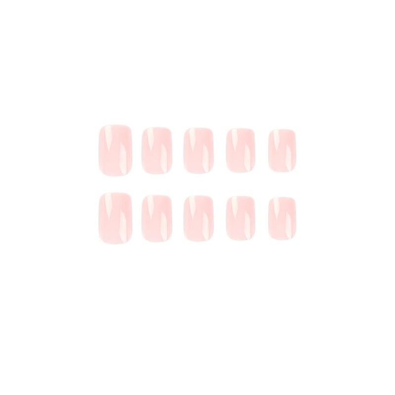 24Pcs Glossy Nude Square Press On Nails Full Cover False Nails Reusable