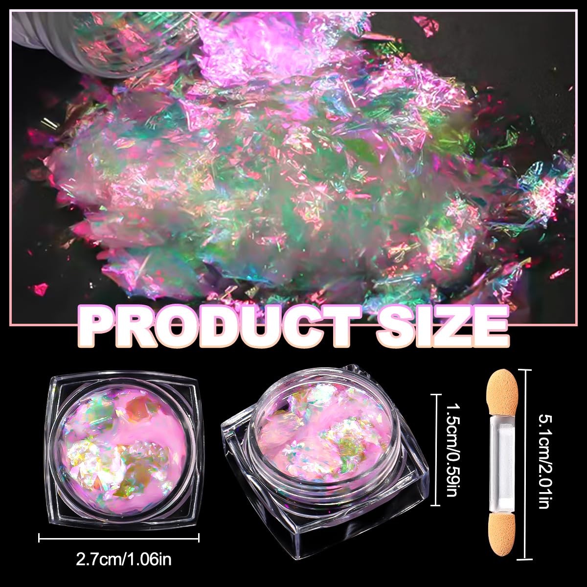 Chameleon Nail Glitter Flakes,6 Colors Ice Transparent Aurora Opal Sequins Ch…