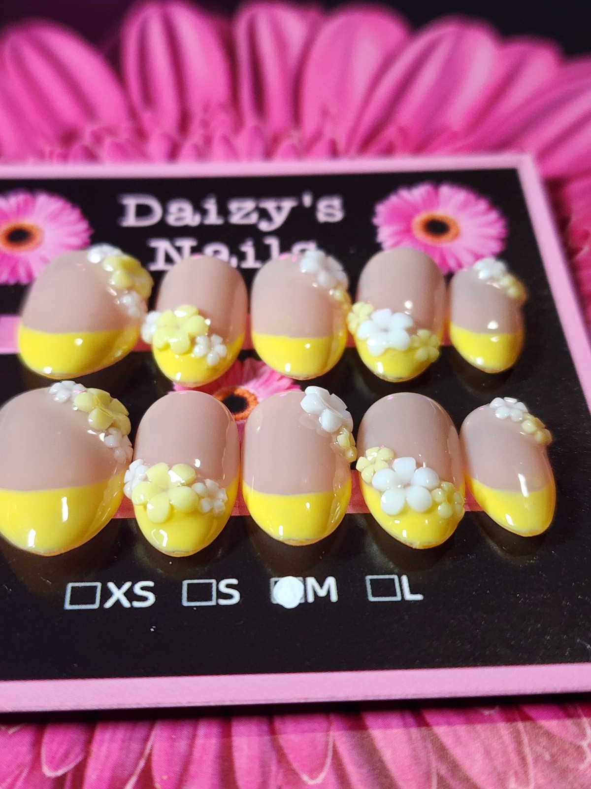 Medium Size 3D Yellow French Flower Set Handmade Almond 2.0 Cm Length