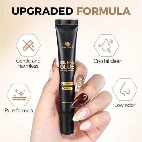 Gel Nail Glue, 15ml*2pcs No U V/Lamp Needed Nail Gel Glue, Quick ANail Glue