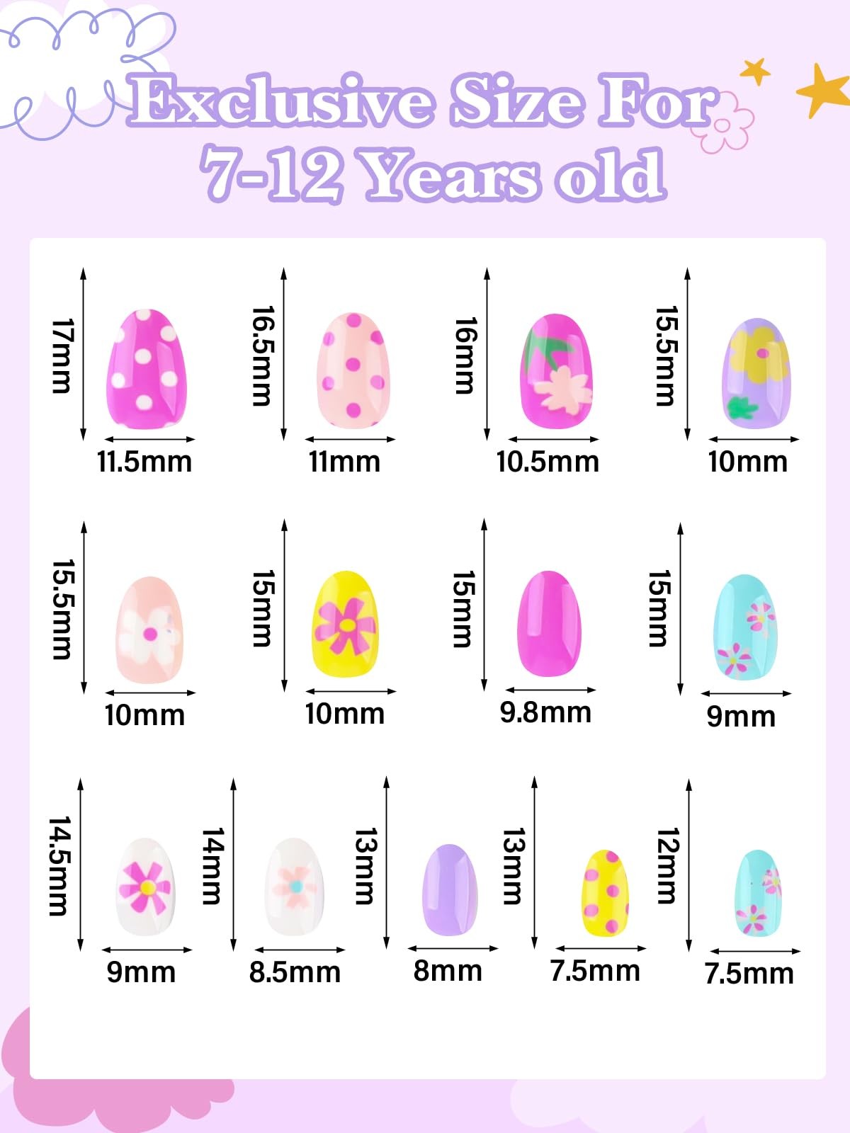 78PCS Kid Press on Nails, EBANKU 3 Pack Children Fake Nail Kit Full Cover Sho…