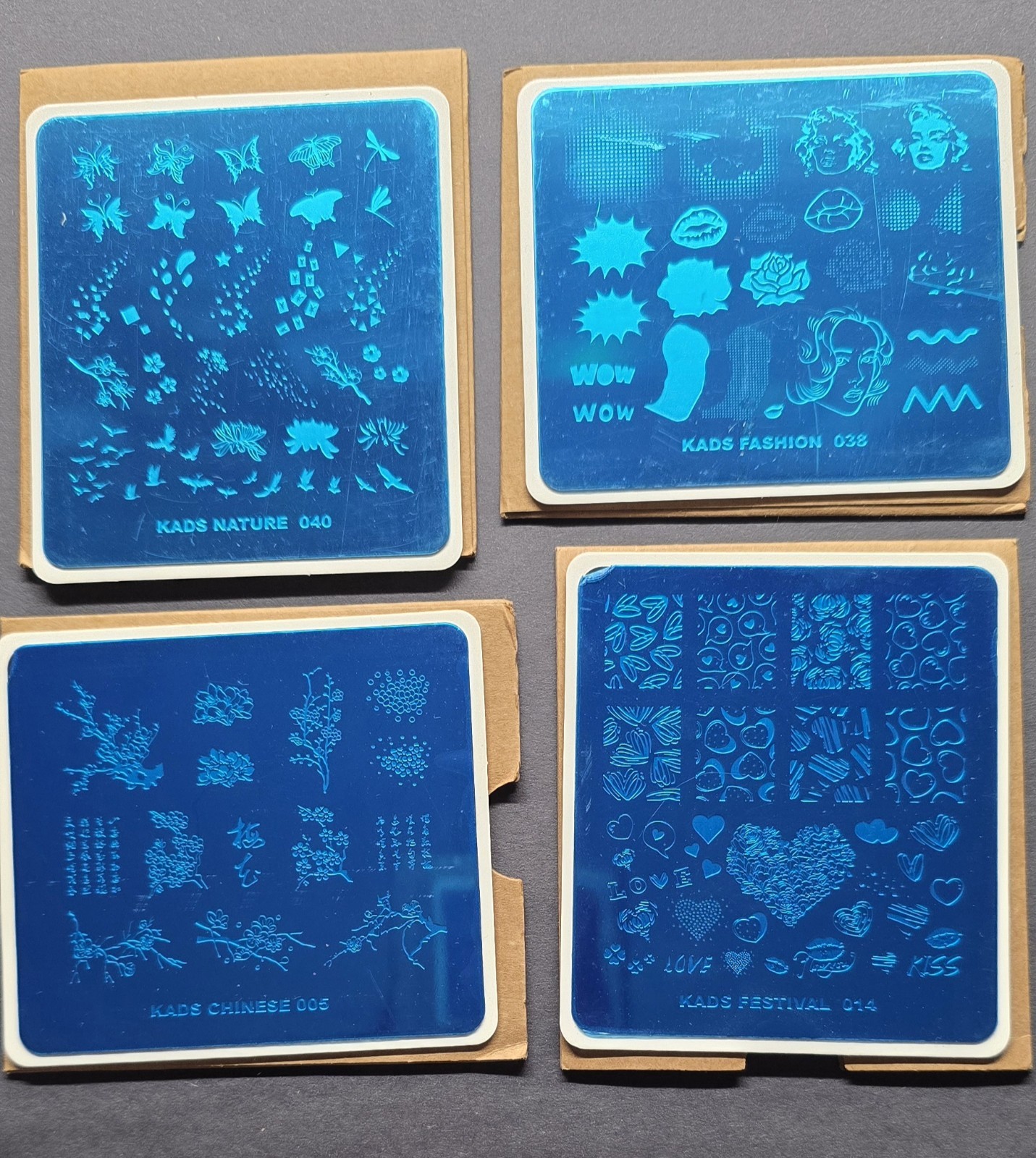 Lot Of 4 Nail Stamp Plate Kads Nature 040 Fashion 038 Cinese 005 Festival 014