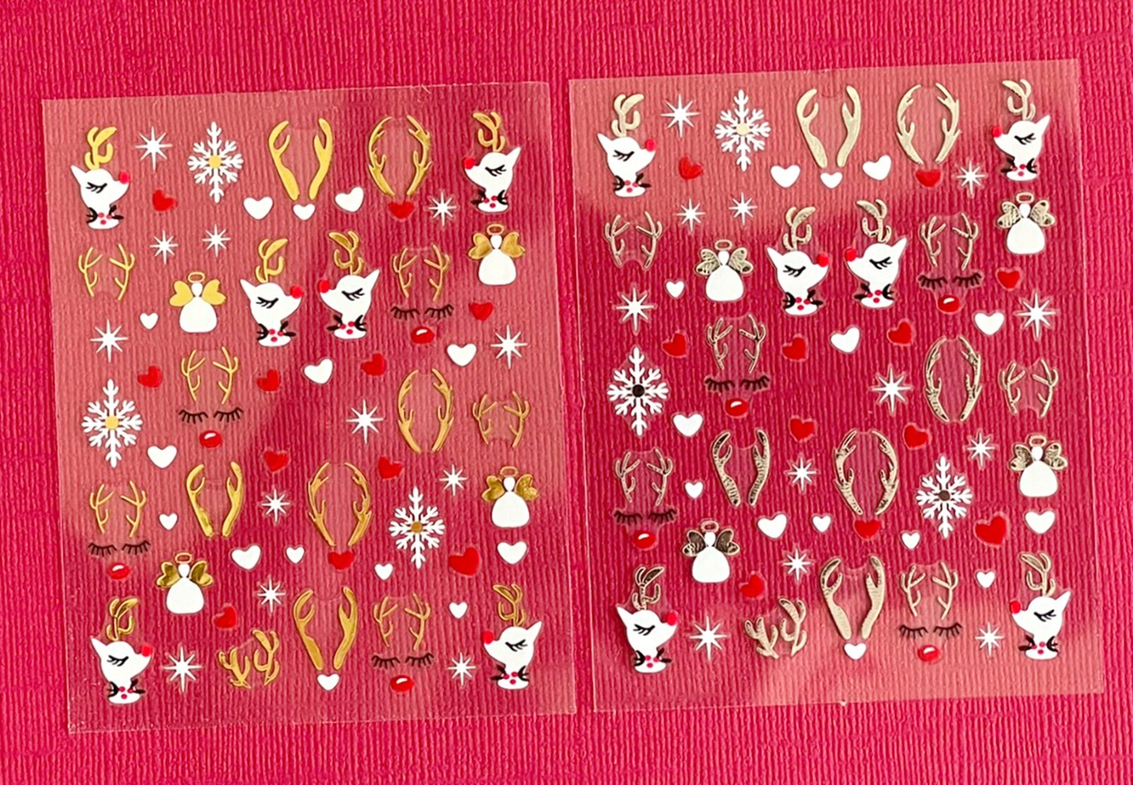 Rudolph Christmas Nail Sticker Snowflake Angel Stars Heart Red-Nosed Reindeer
