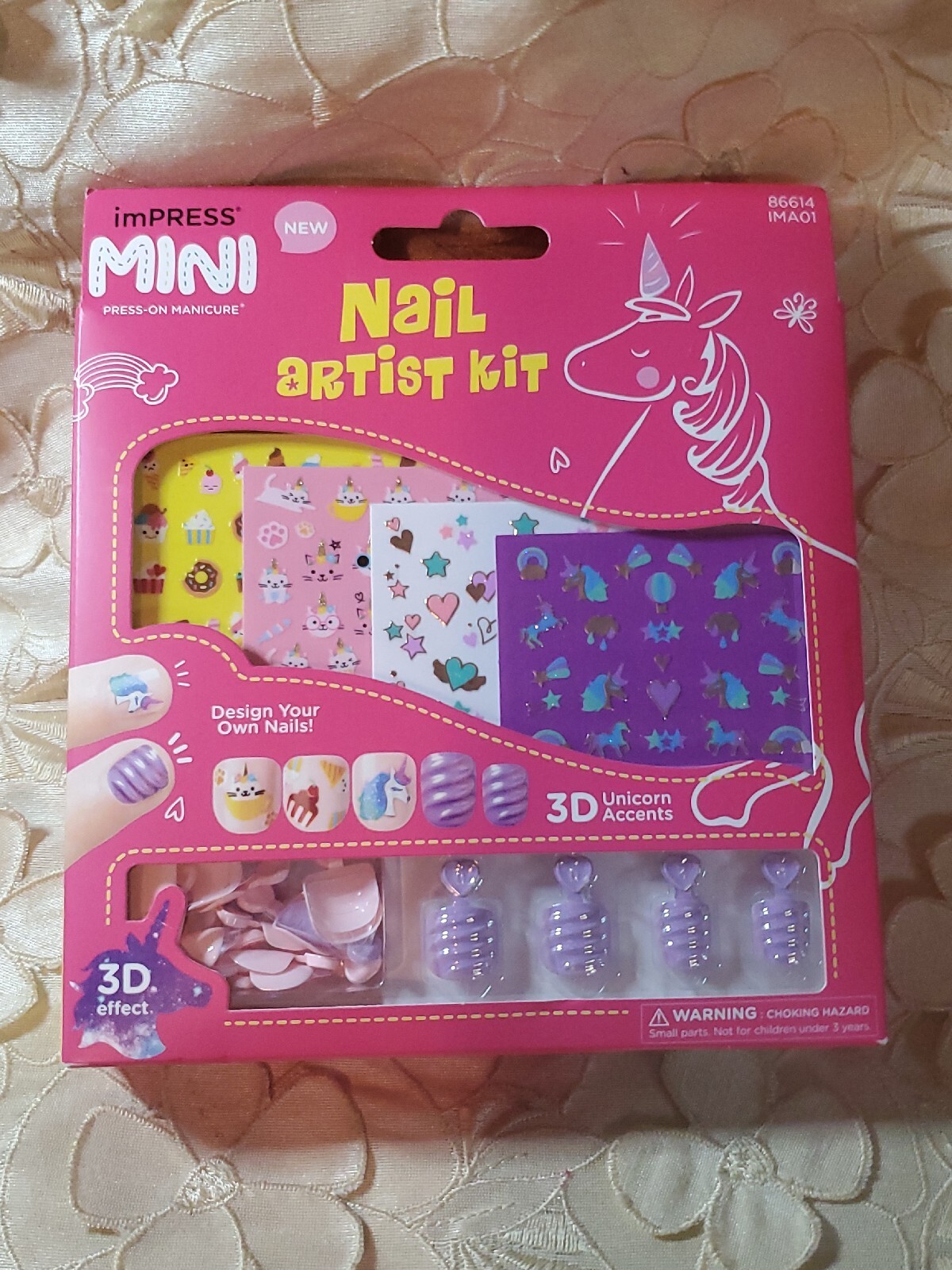 KISS-IMPRESS-MINI-PRESS-ON MANICURE-NAIL ARTIST KIT-KIDS-3D UNICORN ACCENTS-NIB!