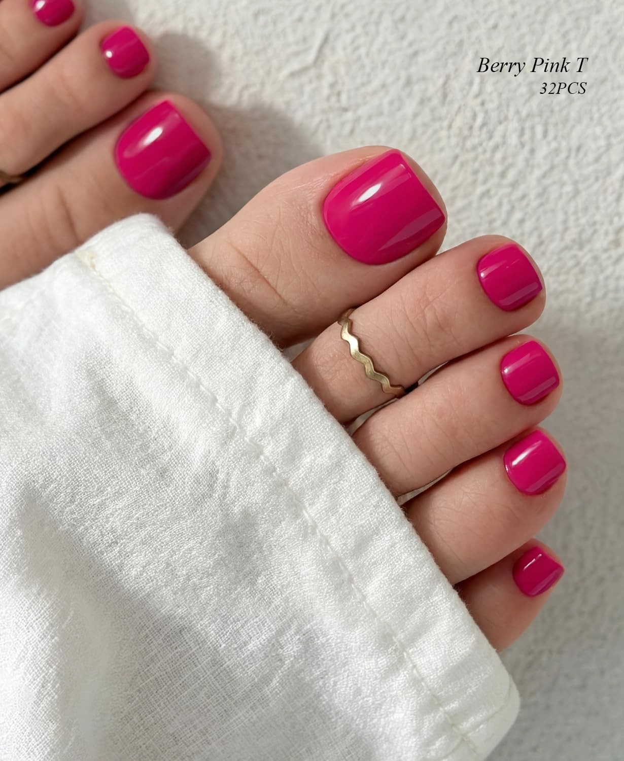 Semi Cured Toenail Strips (Pink T), 32 Pcs Pedi Stickers, Wraps, Salon Qualit…