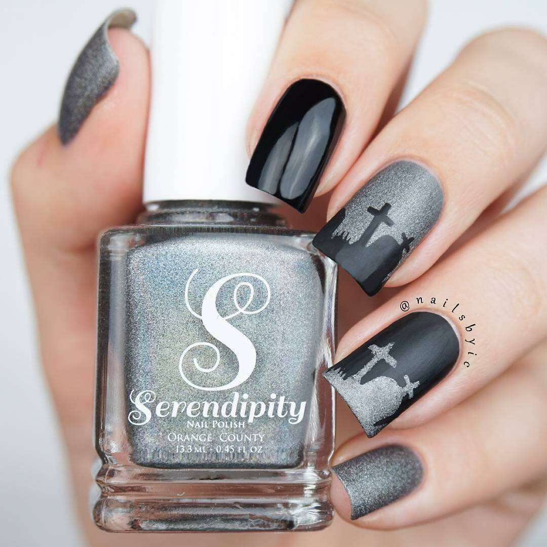 Graveyard Stencils for Nails, Halloween Nail Stickers, Nail Art, Nail Vinyls