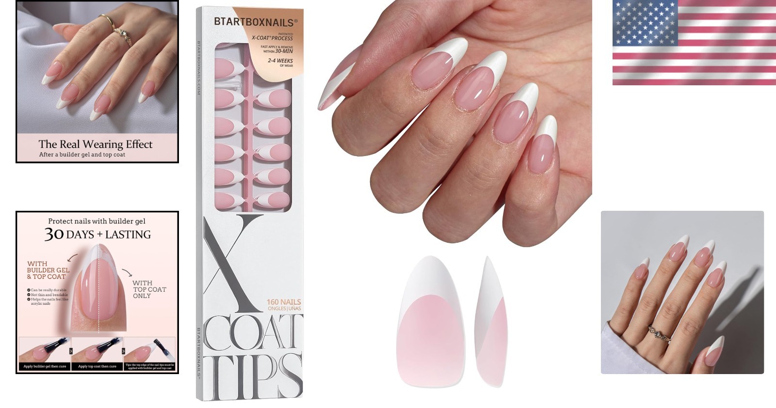 150 Piece French Tip Nails – Pink Almond Gel Tips for Perfect At-Home Manicures
