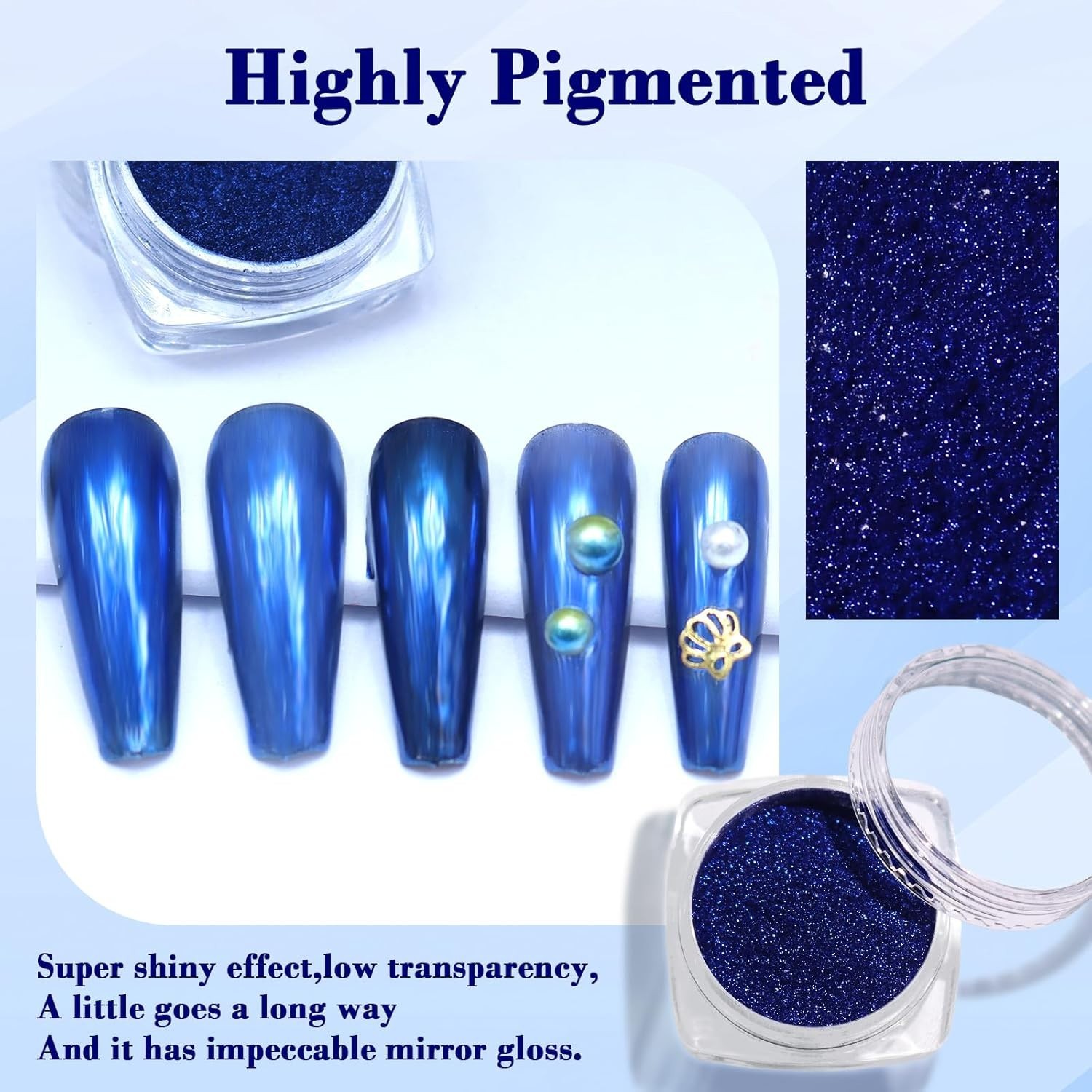 Royal Blue Chrome Glitter for Manicures – Effortless Nail Art Creation