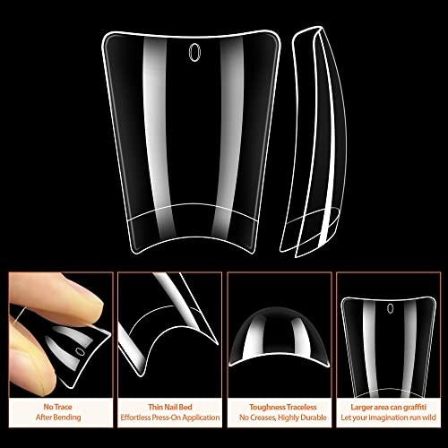 Nail Tips Half Cover 504 PCS Clear Duck Fake Tips | Soft Gel Fake Short Duck