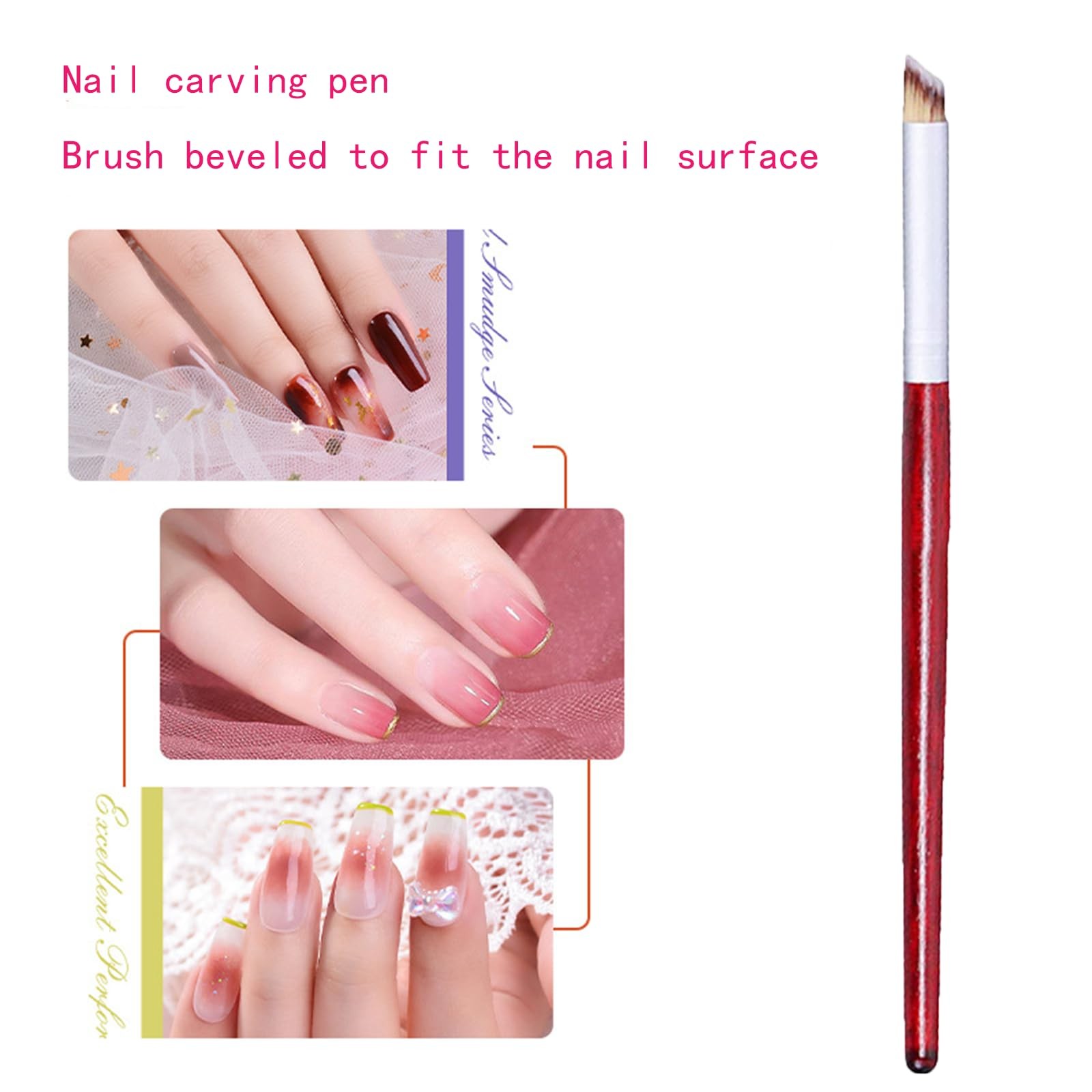 3Pcs Acrylic Nail Brush Set，UV Nail Ombre Brush，Double-Head Sponge Pen，Manicu…