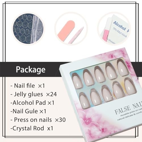 Milky White Acrylic Press on Nails Short Almond Shaped Acrylic 02-Short White