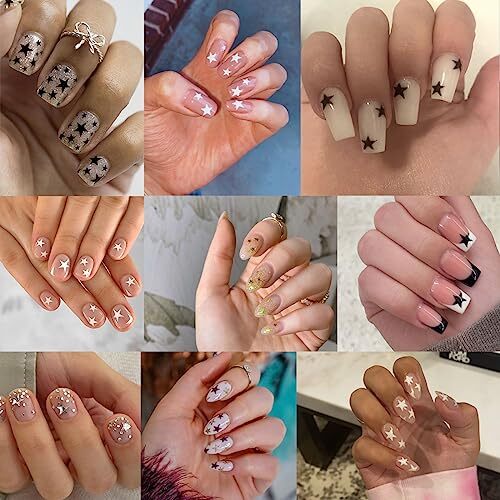 6 Sheets Shiny Star Nail Art Stickers Self-Adhesive 3D Nail Art Supplies A7
