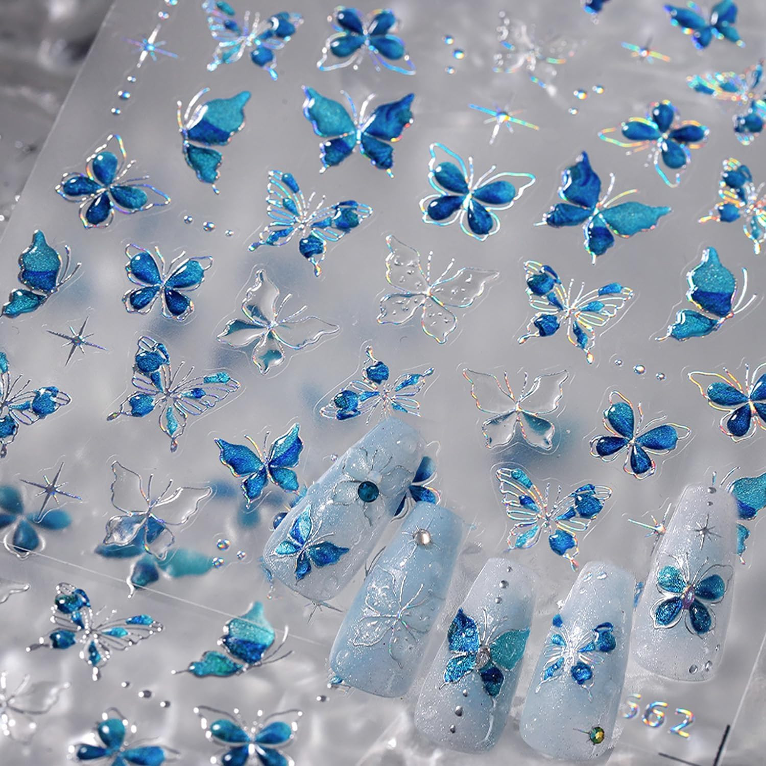 Purple Butterfly 5D Embossed Nail Art Stickers Spring Summer Nail Decals Hot Gol