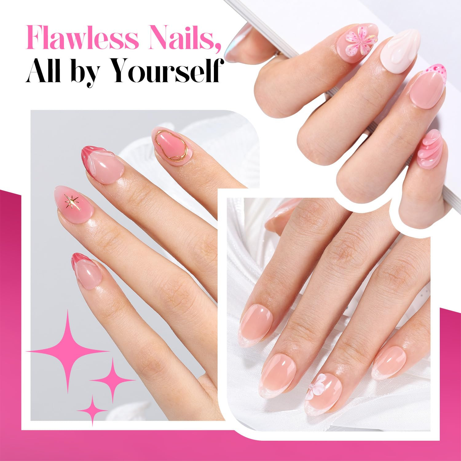 Gel Nail Kit: Extra Short Almond 216Pcs Pre-Etched Soft Gel Nail Tips and Nail G