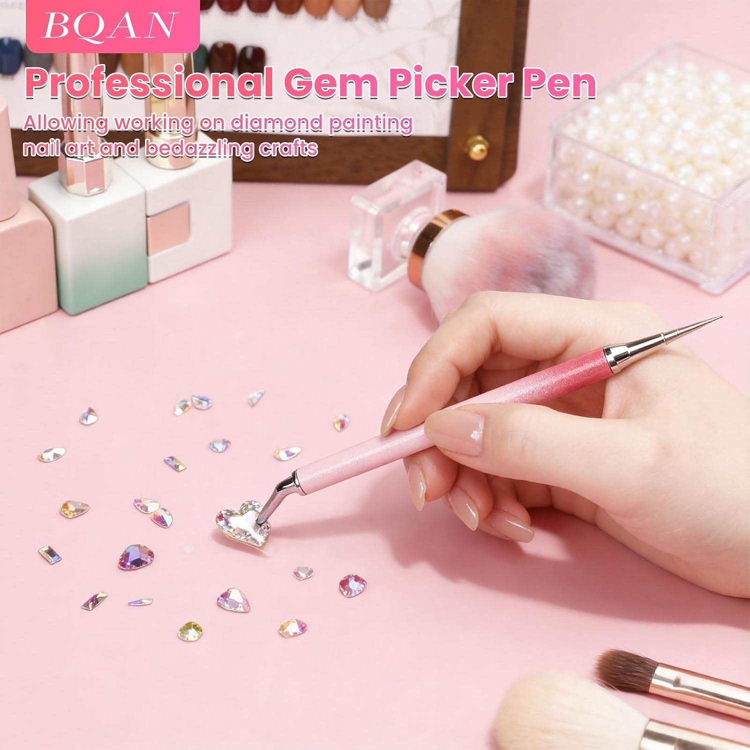 Dual-Ended Rhinestone Picker with Wax Clays – Precision Nail & Craft Art Tool