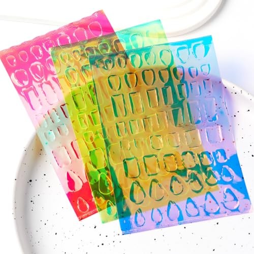 6PCS Aurora Glass Nail Foil Sheets Laser Nail Stickers 3D Reflective Mirror