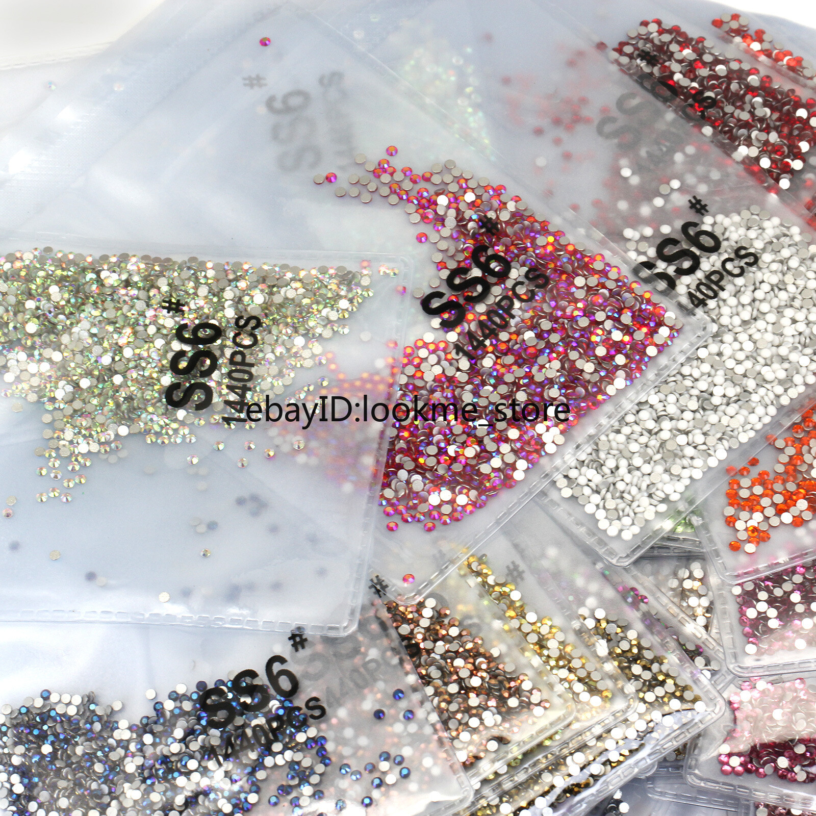 1440pcs 2 mm (ss6) Crystal Glass Rhinestones Flatback Gems Nail Art Crafts Decor