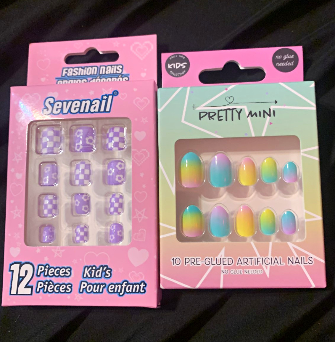 Pretty Mini & Sevenail Press-On Nails Pre-Glued Checkered Ombre