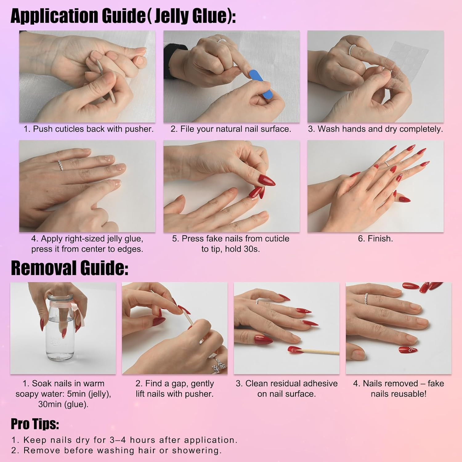 Pink Cat Eye Press on Nails – Valentine‘S Day Gifts for Her, Almond Medium with