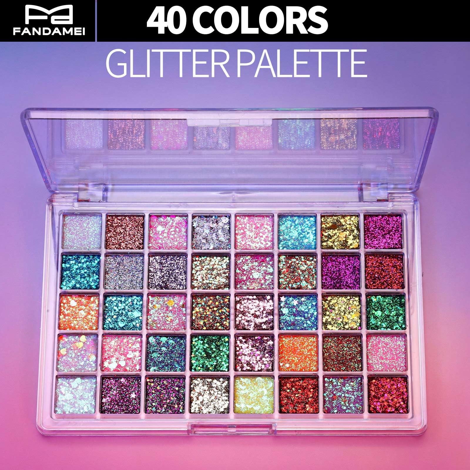 FANDAMEI 40 Colors Face Glitter, Paint Glitter Gel – 40 daylight colors