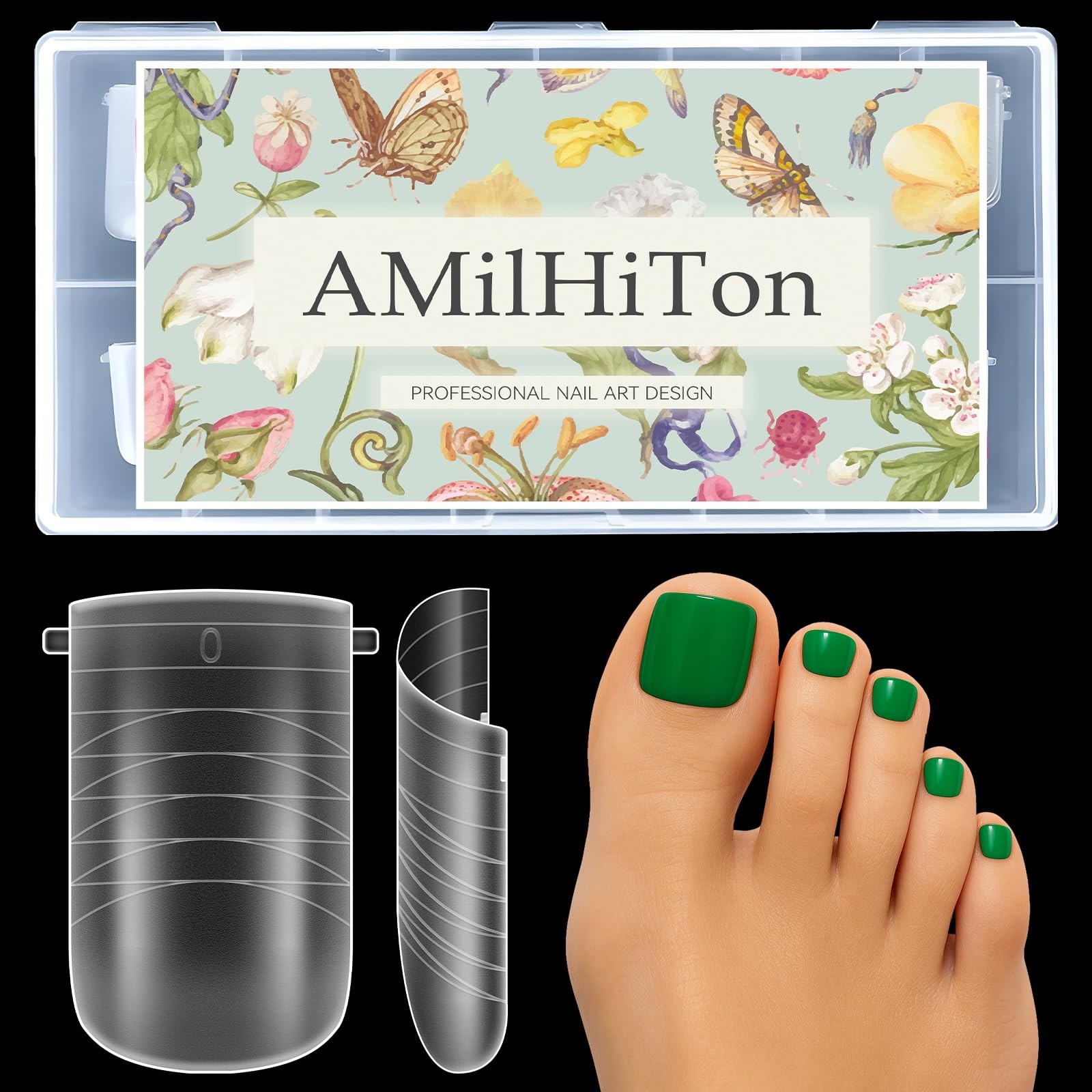 Straight Polygel Dual Wide Toe Nail Forms for Poly Gel Extensions, Larger Fla…
