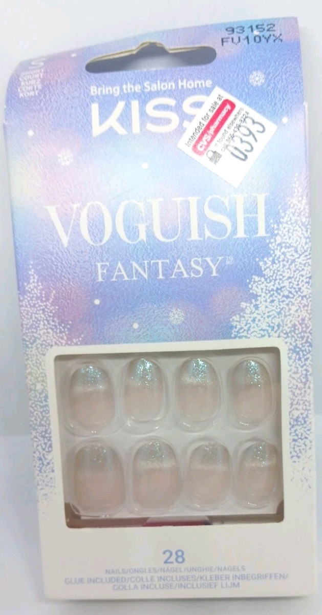 KISS voguish fantasy on nails 28 short length holographic tips glue included new