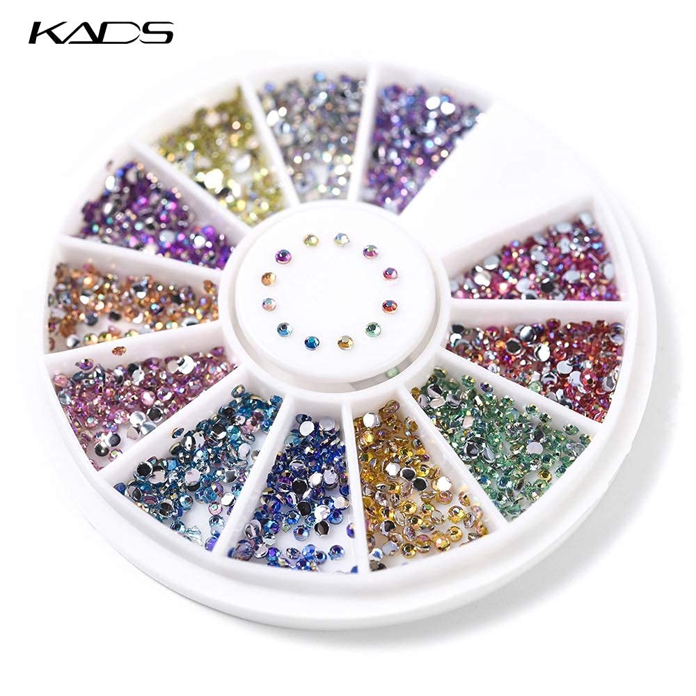 KADS12 Colors 600 Pcs Nail Art Decorations Valentine’s Day Crystal Glitters R…