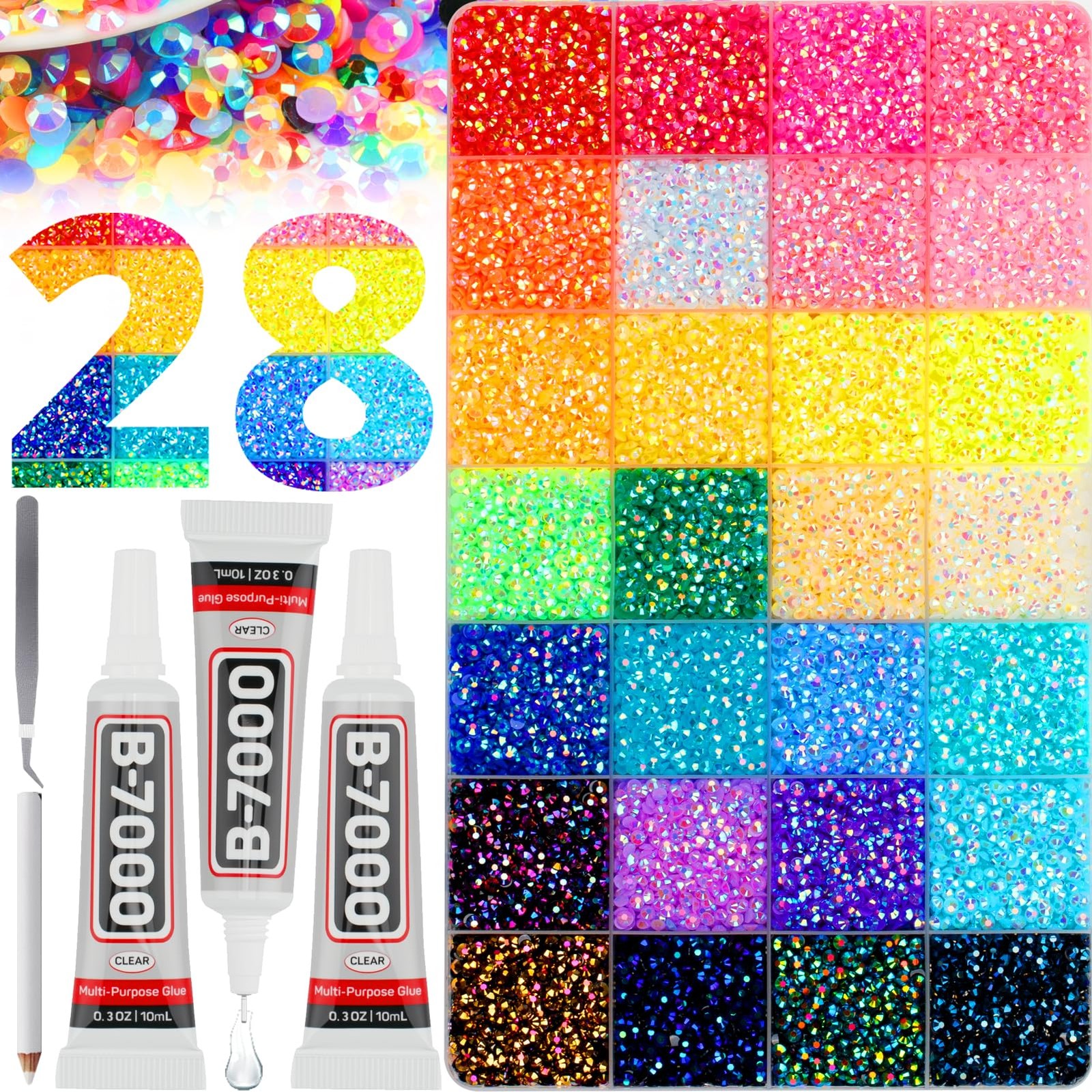 40000Pcs 3MM Rhinestones for Bedazzling, Bedazzler Kit Gems Stones Jelly