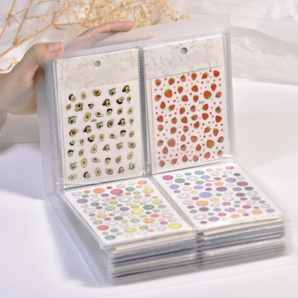CAVAD 80 Slots Nail Sticker Storage Book Collecting Album Water Decals Empty …