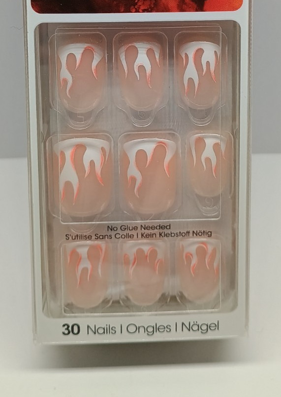 Kiss Impress Halloween Press-on White Flames Manicure Nails – Fiyah (1)