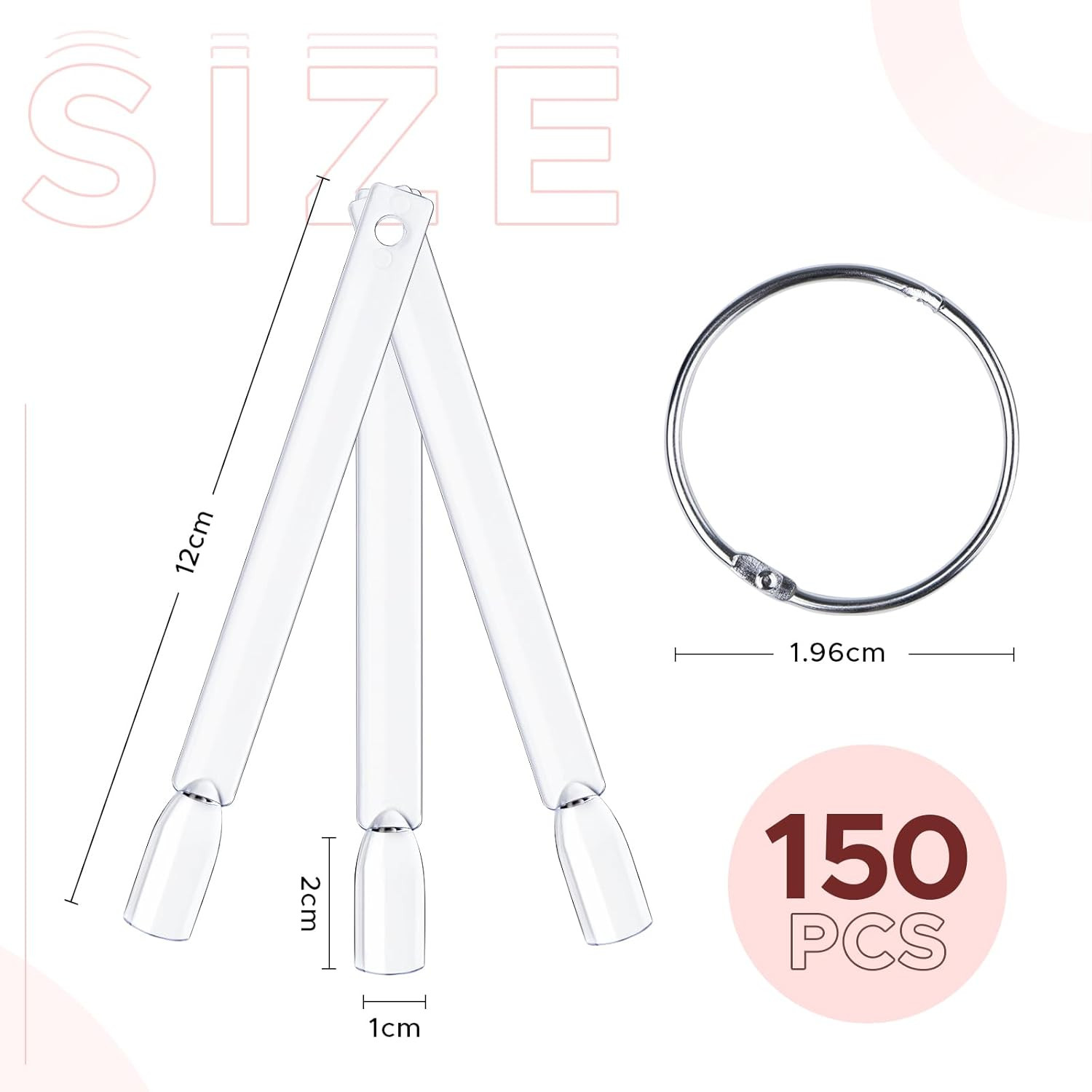 AZUREBEAUTY 150 Pcs Clear Nail Color Sticks, Fan Shape Nail Art Polish Display T