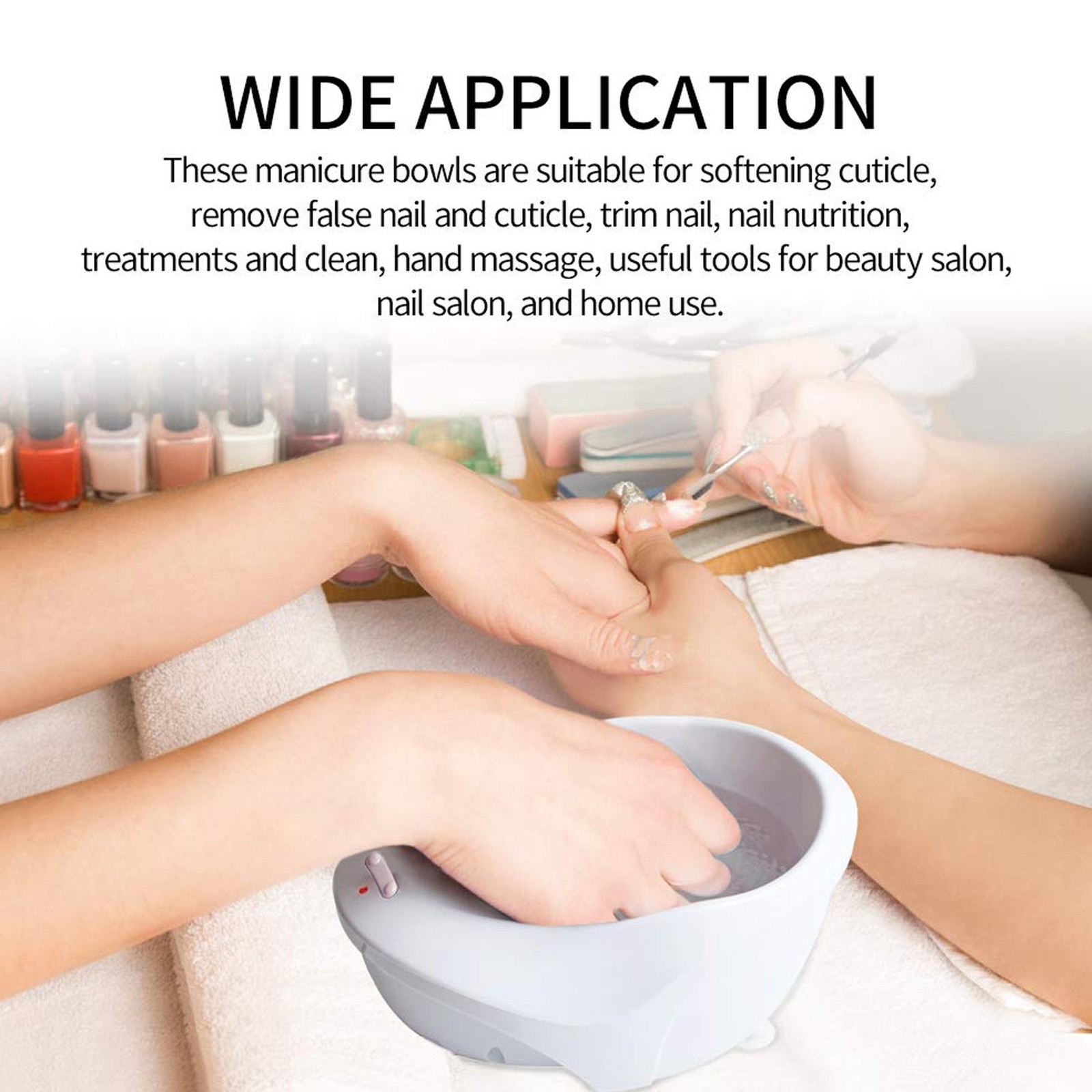 Electric Nail Soaking Bowl Bubble Vibration Hand Spa Massage Machine Manicure US
