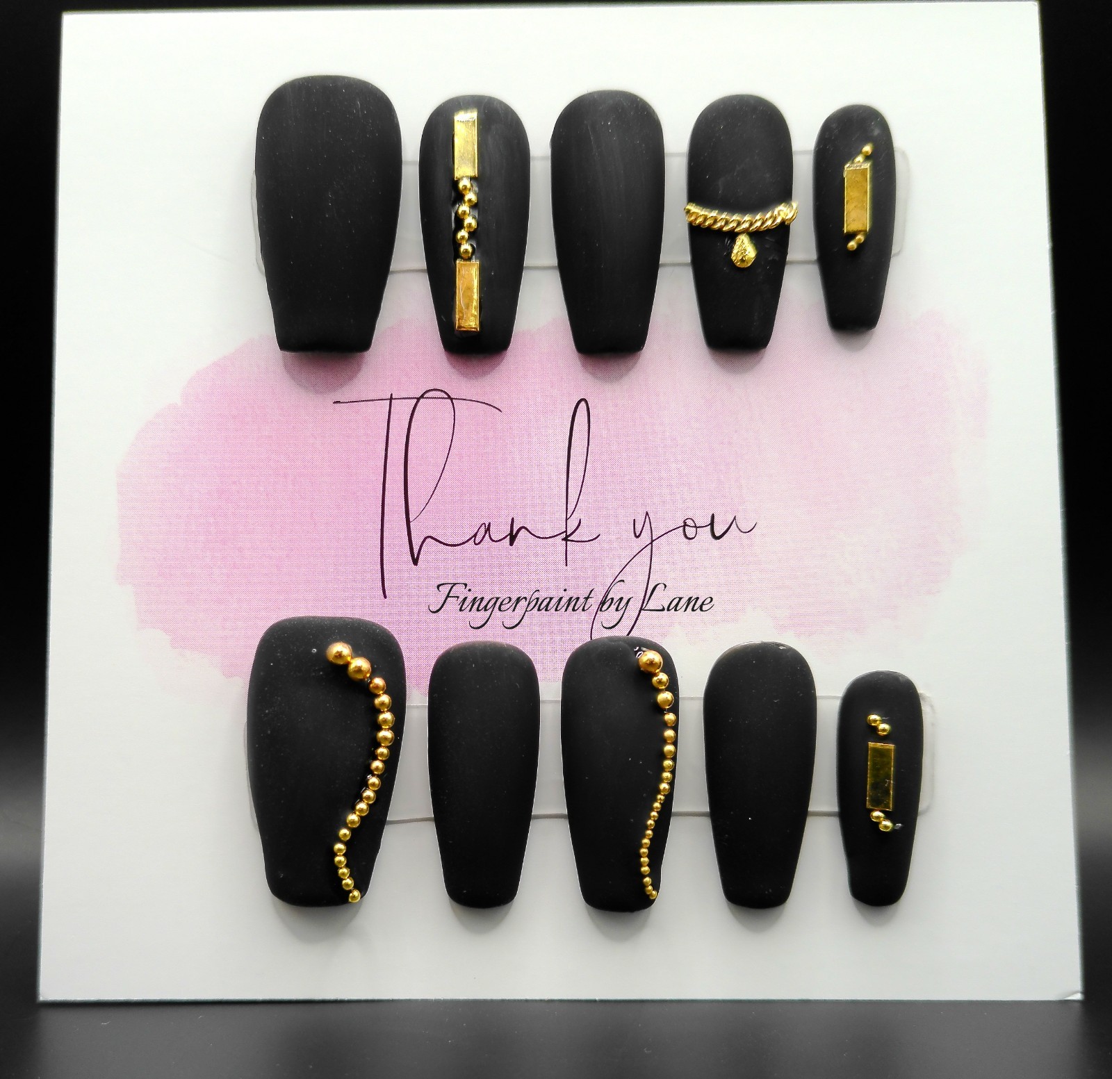 Black Matte Coffin Press On Nails – Medium Size