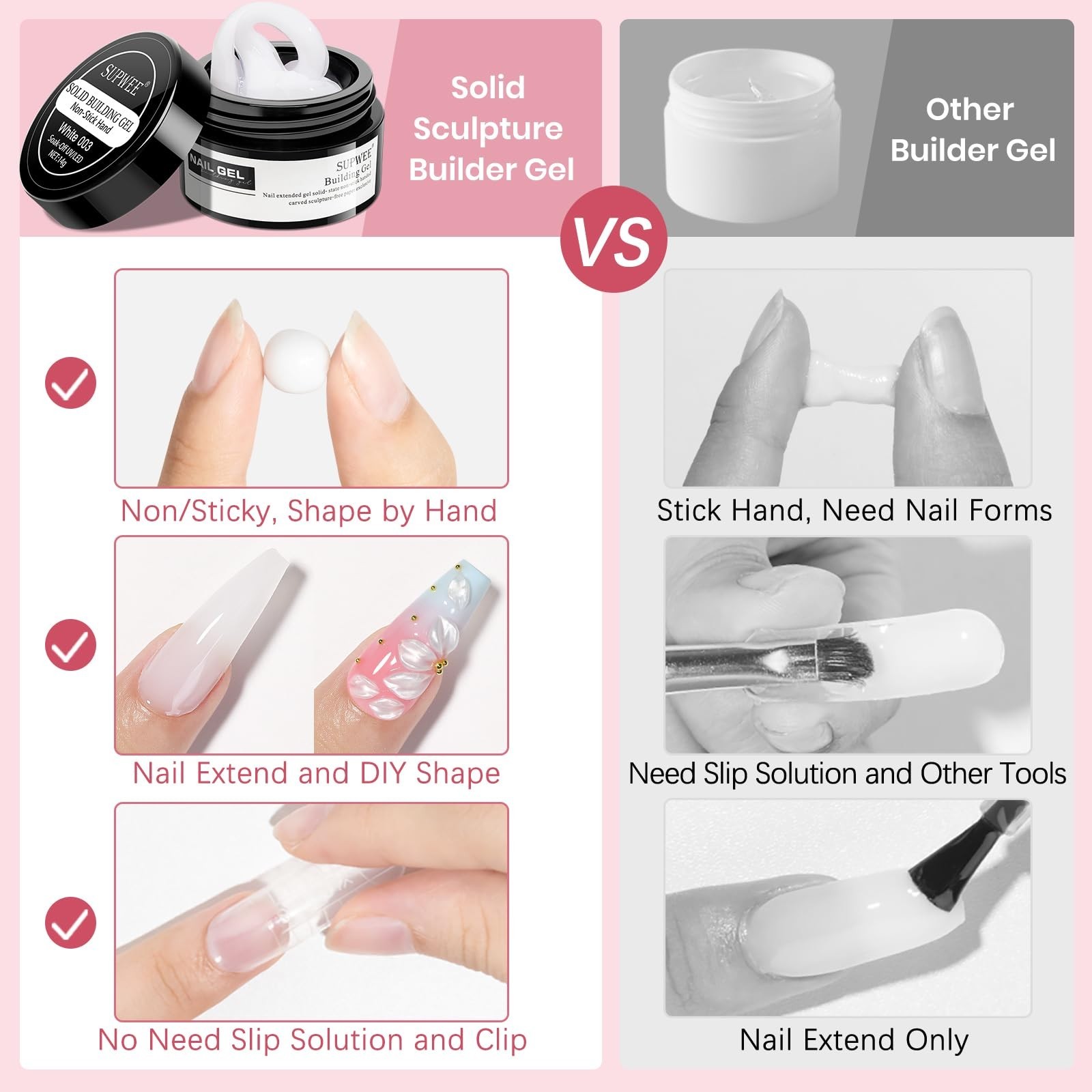 3D Nail Art Sculpting Gel Set – 4 Colors, Non-Stick Builder Gels for Home & Salo