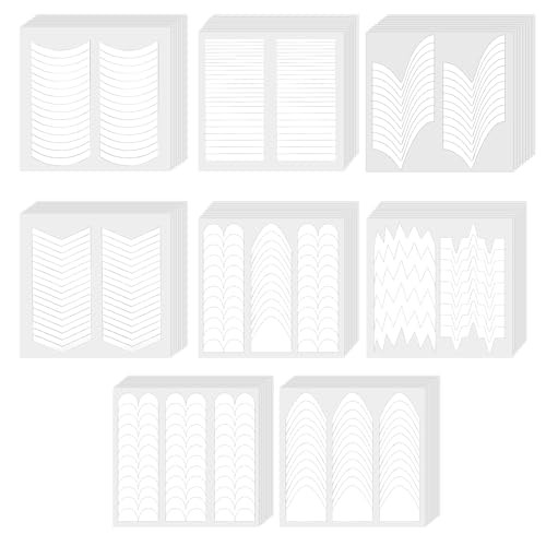 64 Sheets French Tip Nail Guides French Tip Nail Art Stickers Wave Lines Self