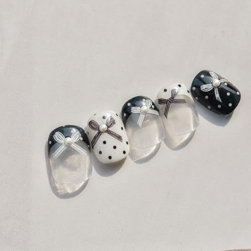 Lace Bow Nail Stickers White Black Bowknot Nail Art Stickers Nail Sticker-8